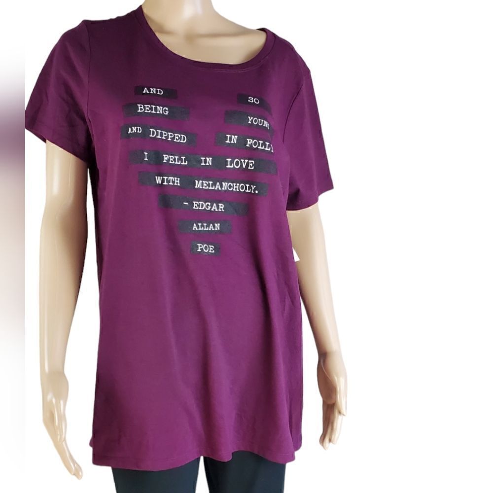 Torrid Purple & Black Block Heart T-Shirt